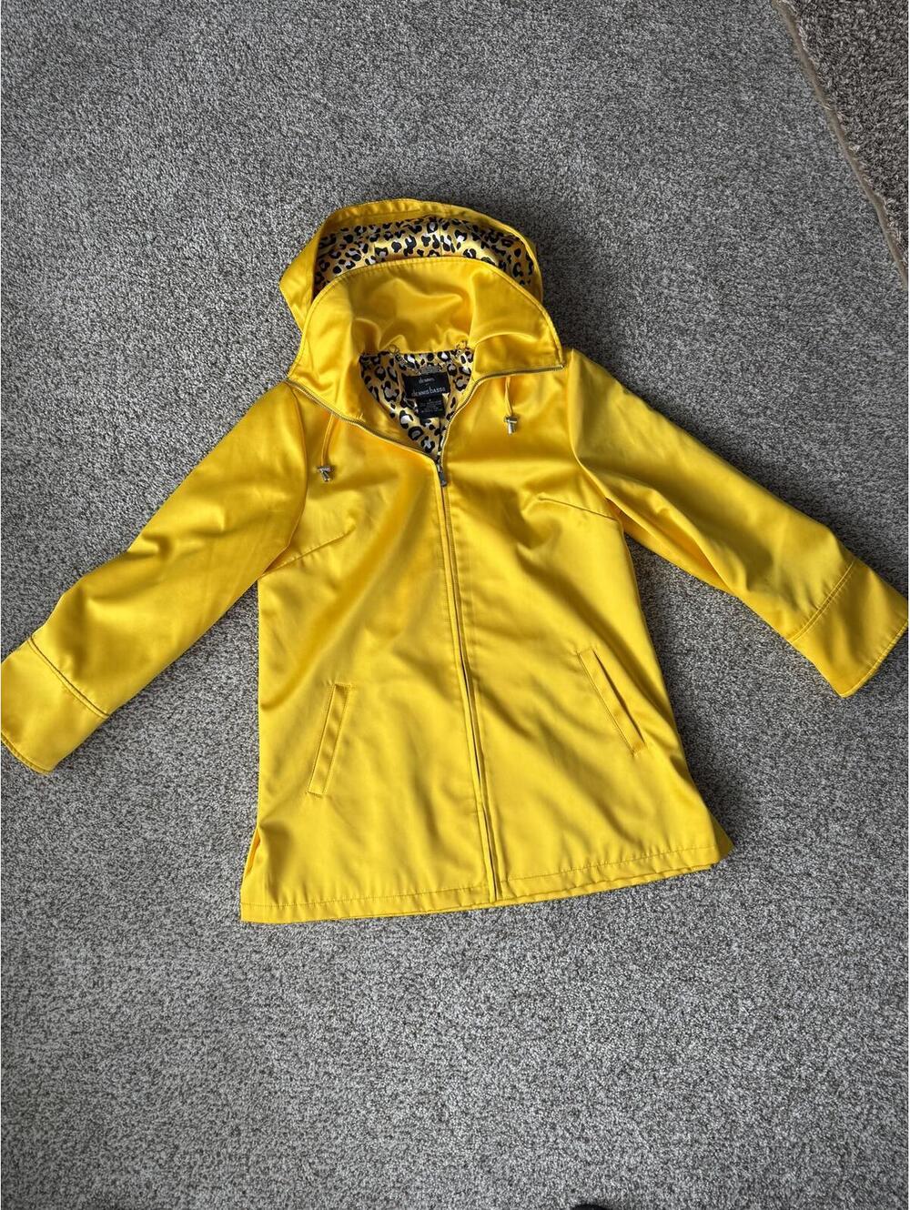 Dennis Basso Yellow Satin Rain Trench Coat Womens S Maximalist Removeable Hood